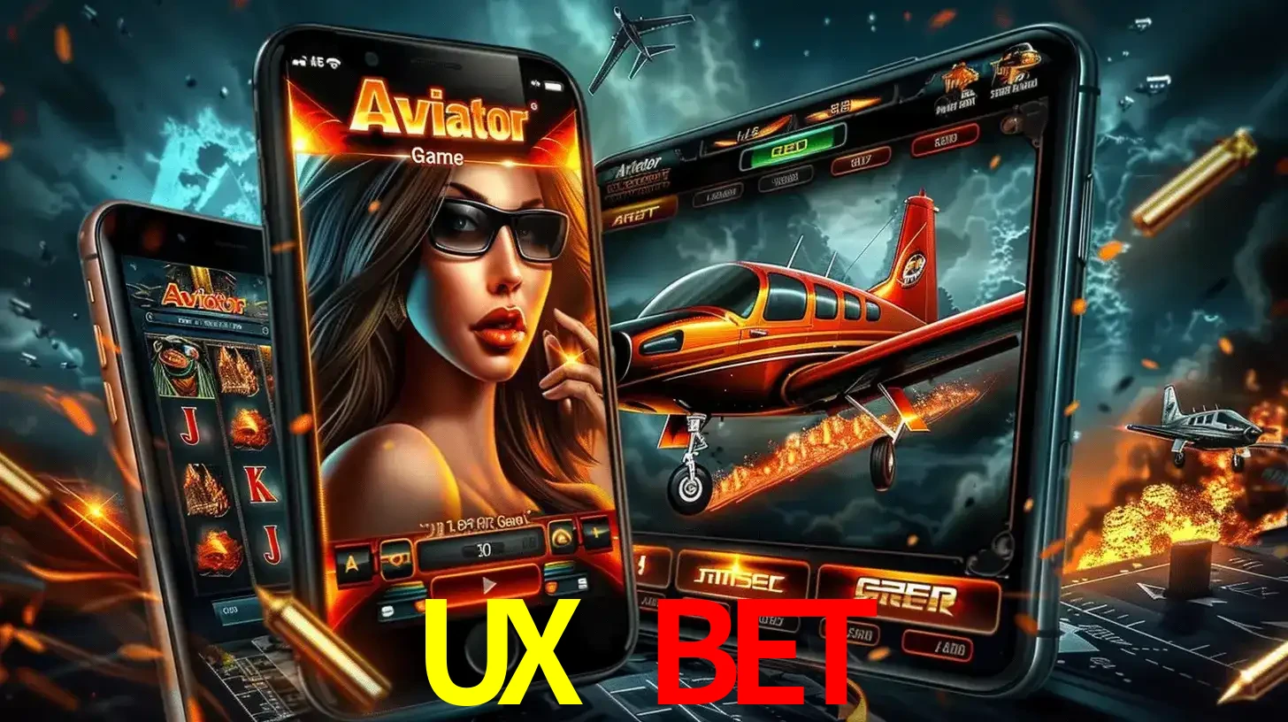 O popular jogo de apostas Aviator exibido em vários celulares e tablets, mostrando a interface emocionante e a ação de voo disponíveis para jogar agora no UX BET.