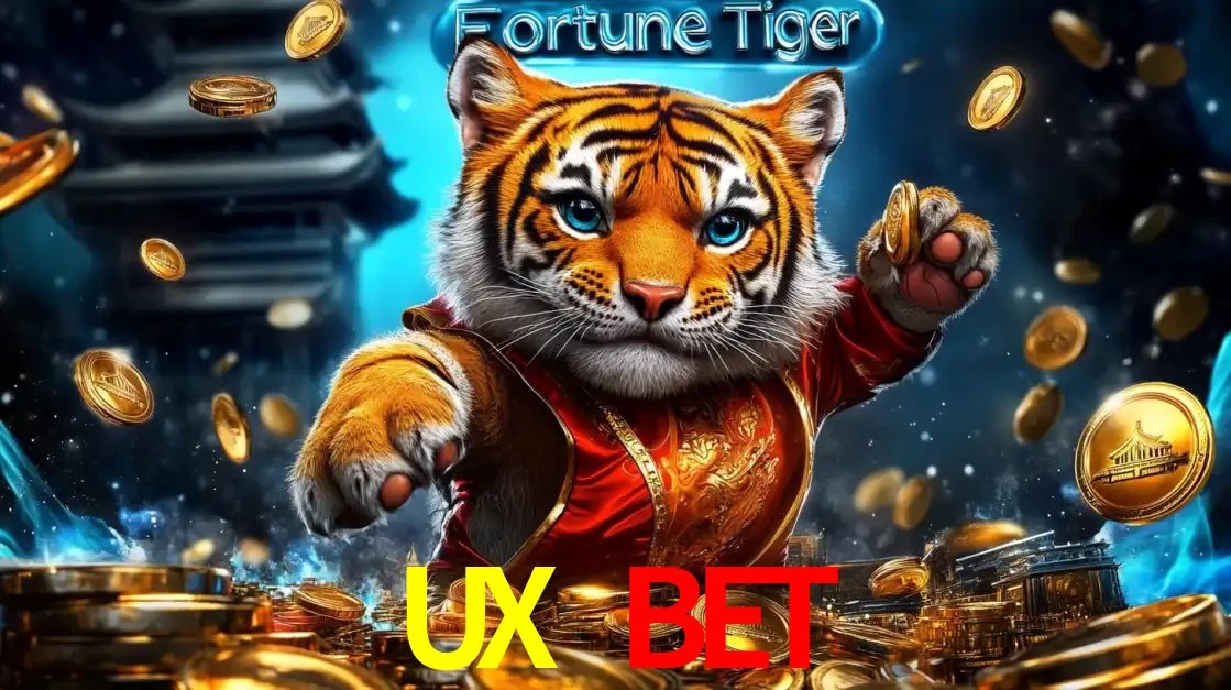 Imagem promocional do jogo de slot Fortune Tiger, com um tigre majestoso em traje tradicional cercado por uma fortuna em moedas de ouro, disponível agora no cassino UX BET.