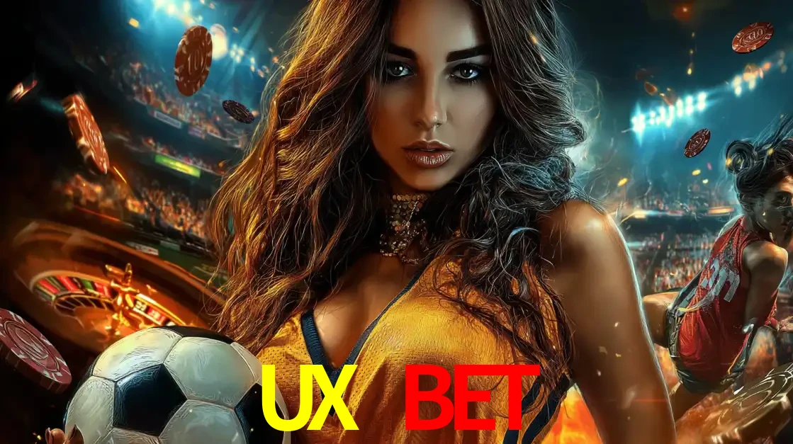Mulher segurando uma bola de futebol em uma montagem que mistura a paixão esportiva com a emoção da roleta de cassino, tudo disponível na plataforma UX BET.